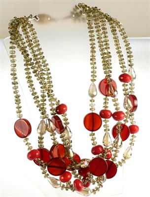 Náhrdelník s karneoly a křemeny