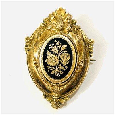 Zlato-stříbrná biedermeierová brož se smaltem