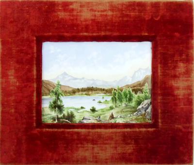 Krajina s poutníkem - malba na porcelánu