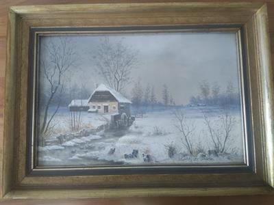 František Jaroš - Mlýn v zimní krajině