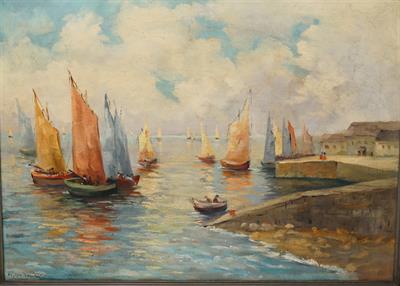 Středomořský přístav - František Sylva TOMAN velký olej