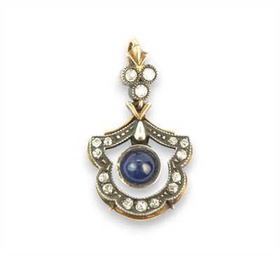 Zlatý závěs se safírem a brilianty
