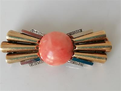 Zlatá brož s korálem