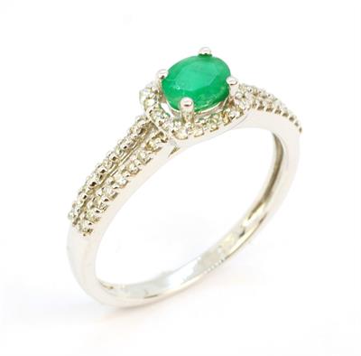 Zlatý prsten se smaragdem a brilianty