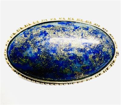 Stříbrná brož s lápisem lazuli