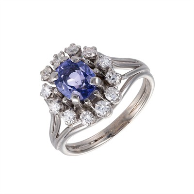Zlatý prsten s přírodním safírem 1,38 ct a diamanty 0,70 ct