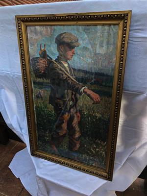 Chlapec , olej , signováno Procházka