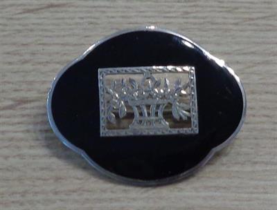 Art deco stříbrná brož se smaltem