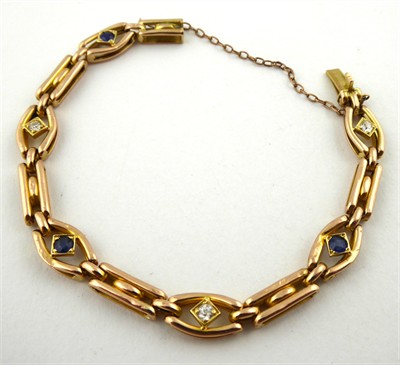 Zlatý náramek s přírodními safíry a diamanty