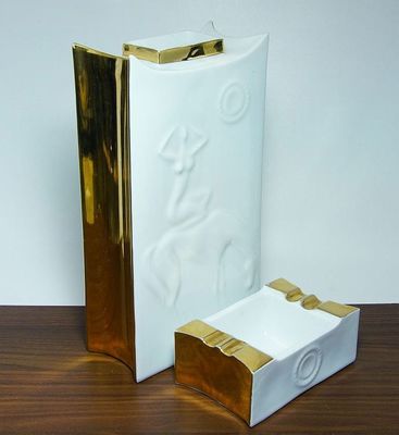 Jedinečná porcelánová souprava váza a popelník, Jaroslav JEŽEK - styl Brusel