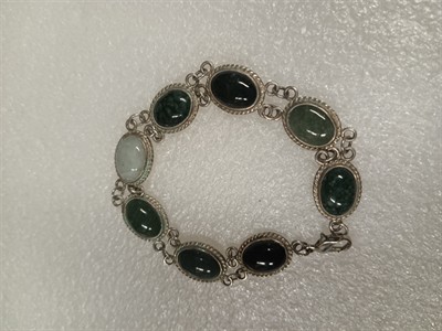 Náramek stříbro, nefrit