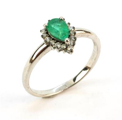 Zlatý prsten se smaragdem a brilianty
