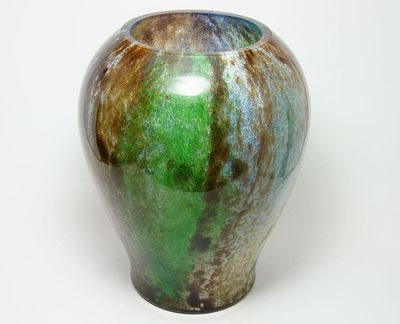 Secesní váza s chromaventurinem, topas. a akvamarinové sklo