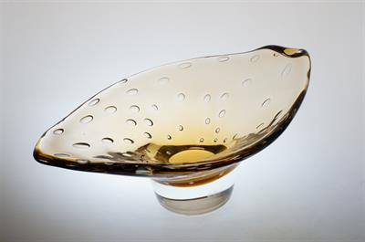 Mísa VLNA topasové a čiré sklo Milan METELÁK Harrachov 1968
