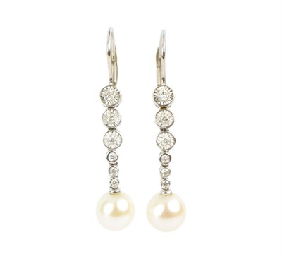 Zlaté náušnice s perlami a diamanty