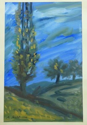 "Topol" prof. Miloslav JANKŮ, malíř a sklářský výtvarník