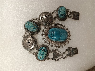 Souprava náramek a nágrdelník skarabeus stříbro