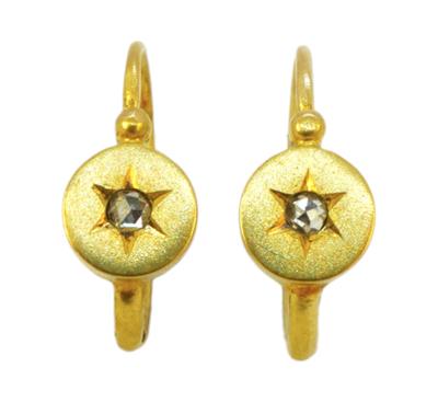 Zlaté náušnice s diamantovými routami