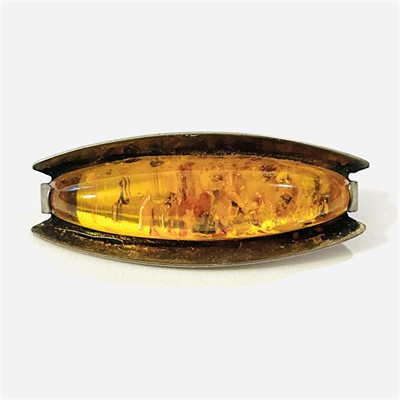 Stříbrná starožitná brož s jantarem - Walter Kramer