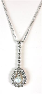 Zlatý náhrdelník s brilianty a perlou