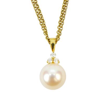 Zlatý náhrdelník s perlou a diamanty