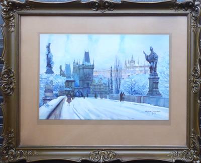 Oskar Schmidt - Na Karlově Mostě v zimě