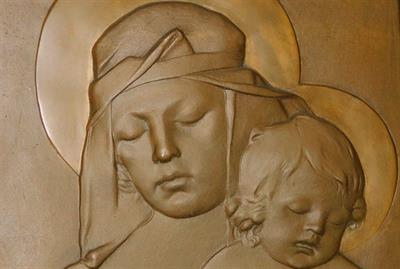 MADONA - bronzový reliéf, signováno