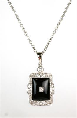 Zlatý náhrdelník s diamanty a onyxem