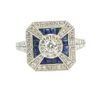 Zlatý prsten se safíry a brilianty