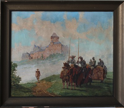 Bojovníci před Karlštejnem - sign 1938 - Olej