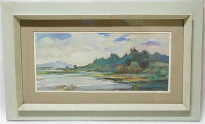 Moderní panoramatická krajinomalba Jiří ŠVEC 1977, olej