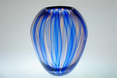 Váza dekor barevné proužky Milan METELÁK sklárna Harrachov