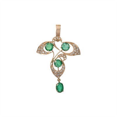 Zlatý přívěsek s přírodními diamanty a přírodními smaragdy