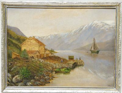 Romantická krajina s figurální stafáží 19. stol. olejomalba