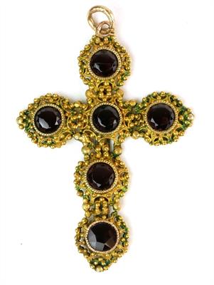 Zlatý přívěsek s českými granáty