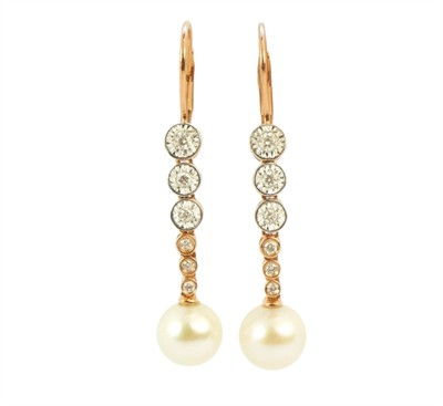 Zlaté náušnice s perlami a diamanty