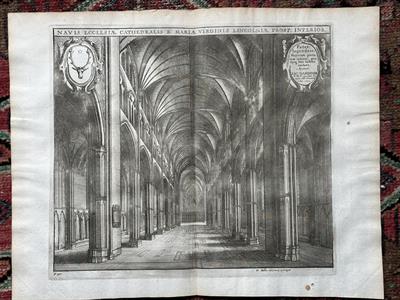 Václav Hollar, katedrala v Lincolnu, interier 1672 orig.