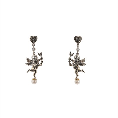 Stříbrné náušnice s markazity a perlami