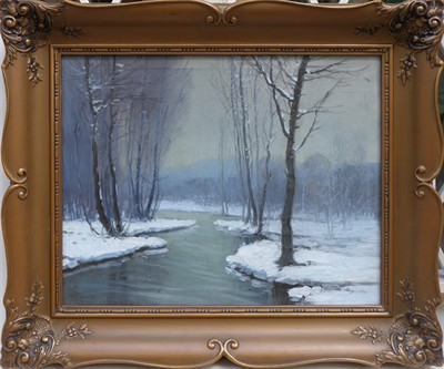 Antonín Augusta - Zimní krajina s řekou