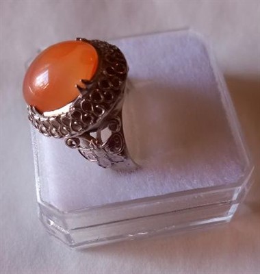 Prsten s karneolem, stříbro