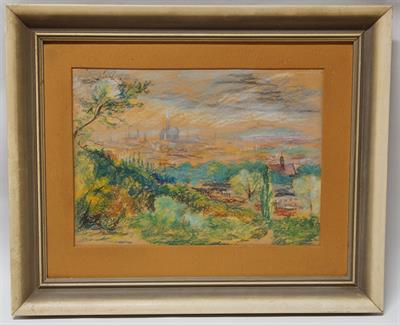 Pohled na staré Brno od vily Tugendhat, větší pastel