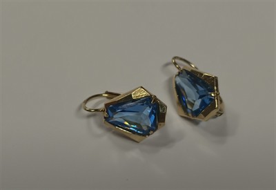 Náušnice stříbro zlacené modrý kámen