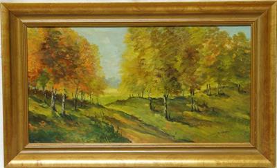 Podzimní nálada - cesta březovým hájem Jan MÁCHA olejomalba