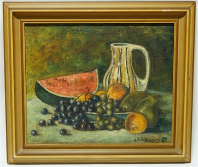 Zátiší s ovocem a keramikou Pyžamo Václav KOUCKÝ 1967 olej