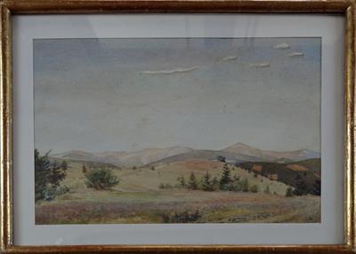 Hugo Carlberg, připsáno - Pohled do kopcovité krajiny