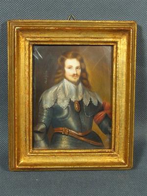 Miniatura rytíře, malba, 13×11cm, signováno, 19.stol.