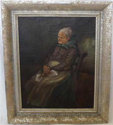 Babička - Ota (Otto) HOLAS, figurální olejomalba na plátně