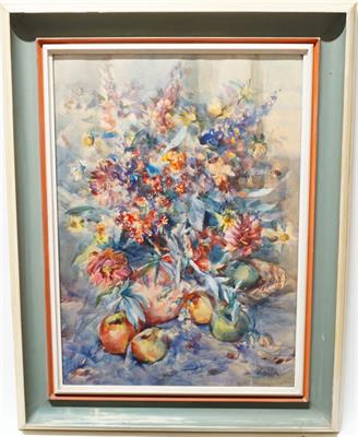 Kytice s jablky, pestrobarevné zátiší - Josef HAŠEK