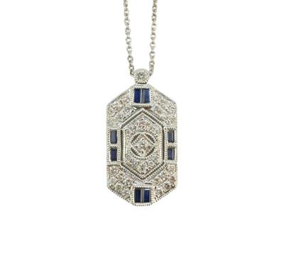 Zlatý náhrdelník se safíry a brilianty