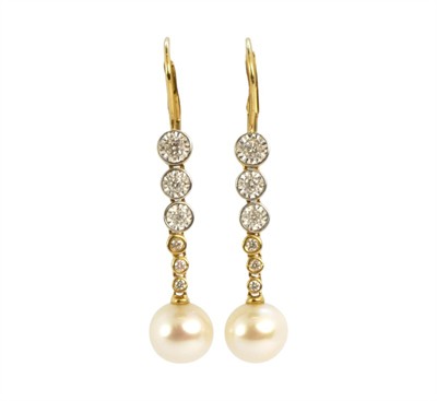 Zlaté náušnice s perlami a diamanty